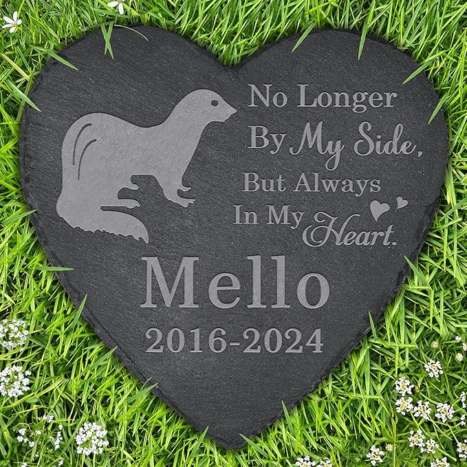 Ferret Memorial Stone Ferret Headstone - Memorial for Ferret - Loss of Ferret - Ferret Keepsake - Pet Remembrance Ferret - in Memory of Ferret (Heart-Shaped)