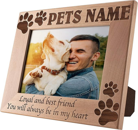 Pet Memorial, Personalized Picture Frame | 5x7 | Loss of Cat, Dog Gifts, Pet Memorial for Cats, Dogs - Loyal & Best Friend, Custom Engraved with Dog's Name & Years - Cat, Dog Owner Gift D#21