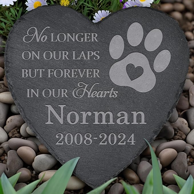 Pet Memorial Gifts, Pet Memorial Stone, Dog Memorial Gifts for Loss of Dog, Pet Remembrance Gift, In Memory of Dog Cat, Loss of Pet Sympathy Gift, Pet Loss Gifts - In Our Hearts Forever(Heart-shaped)