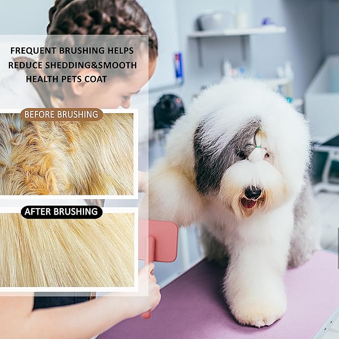LBMBAIC Doodle Slicker Bursh With 25mm Long Soft Pin for Thick and Long Fur Medium and Large Size Dogs with 7.5INCHES Metal Grooming Comb for Dogs and Cats.