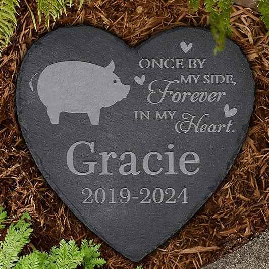 Personalized Pet Memorial, Pig Memorial Stone, Pig Tombstone, Pig Grave Marker, Pig Memorial Gifts, Pig Loss - Heart-Shaped