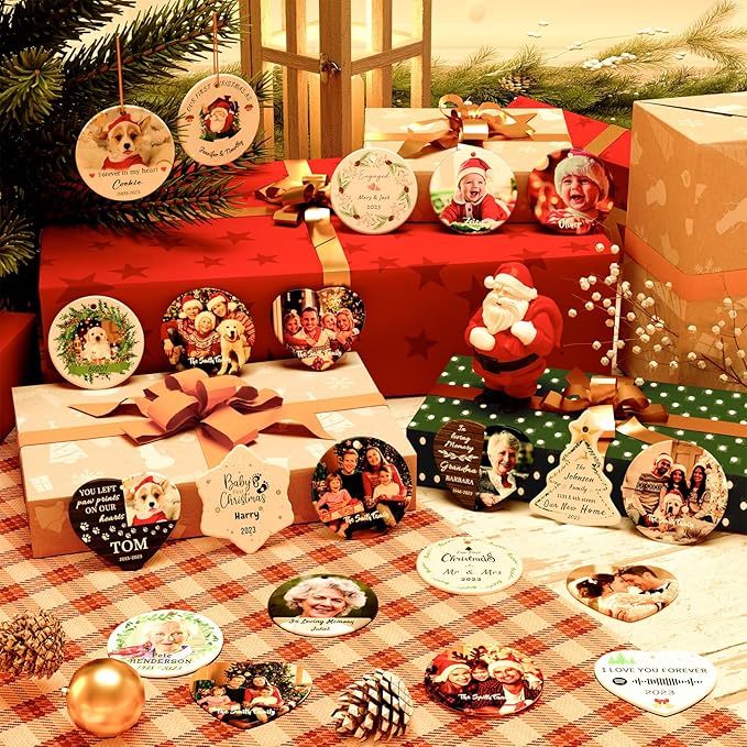 Bemaystar Personalized Dog Memorial Christmas Ornaments - Ceramic Pet Memorial Gifts Christmas Tree Ornaments in Memory of Pet Sympathy Gifts