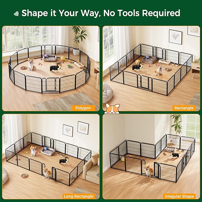 Yaheetech Dog Playpen Outdoor, 24 Inch 32 Panels Heavy Duty Puppy Exercise Pen Metal Pet Fence for RV Camping/Yard/Garden