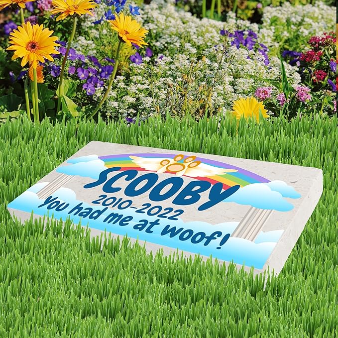 Personalized Pet Memorial Stone, 6x12 Custom Limestone Pet Grave Markers as Keepsake or Pet Remembrance, Thoughtful Pet Loss Gifts for Bereaved Pet Owners, Personalized Memorial Gifts (Scooby)