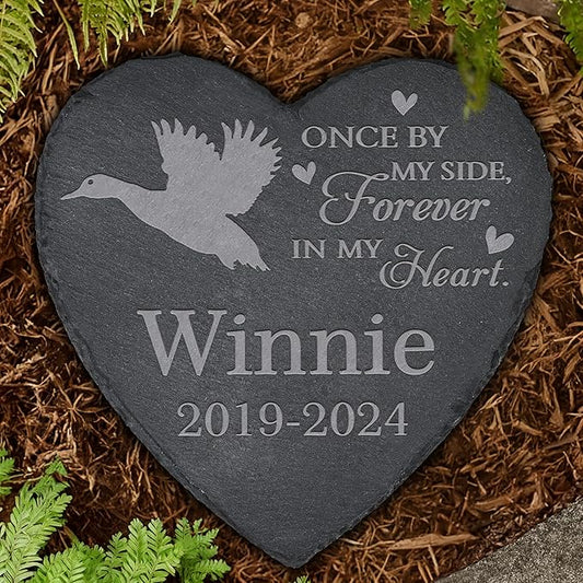 Personalized Pet Memorial, Duck Memorial Stone, Duck Tombstone, Duck Grave Marker, Duck Memorial Gifts, Duck Loss - Heart-Shaped