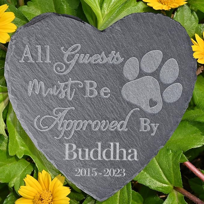 Pet Memorial Stones, Gifts Personalized, Loss of Dog Sympathy Gifts, Bereavement for Pet, Grave Headstone, - Design E, 6''x6''/15x15cm