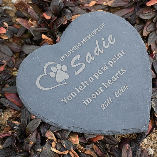 Personalized Loss of Dog Gift, Dog Cat Memorial Stone 6", in Loving Memory Pet Memorial Garden Stone,Custom Heart Shape Headstone Sympathy Gift