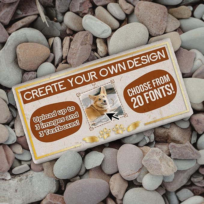 Personalized Pet Memorial Stones, 6x12 Create Your Own Pet Grave Markers as Keepsake or Pet Remembrance, Pet Loss Gifts for Bereaved Pet Owners, DIY Personalized Pet Memorial Limestone (Design 3)