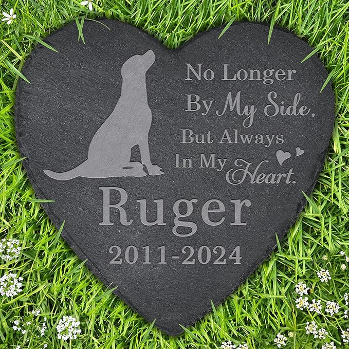 Dog Memorial Stone Dog Headstone - Memorial for Dog - Loss of Dog - Dog Keepsake - Pet Remembrance Dog - in Memory of Dog (Heart-Shaped)