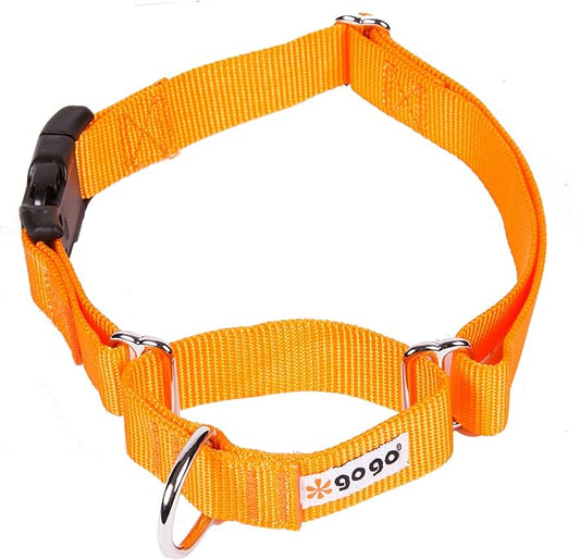 GOGO Pet Products 3/4-Inch Martingale Dog Collar, Medium, Orange