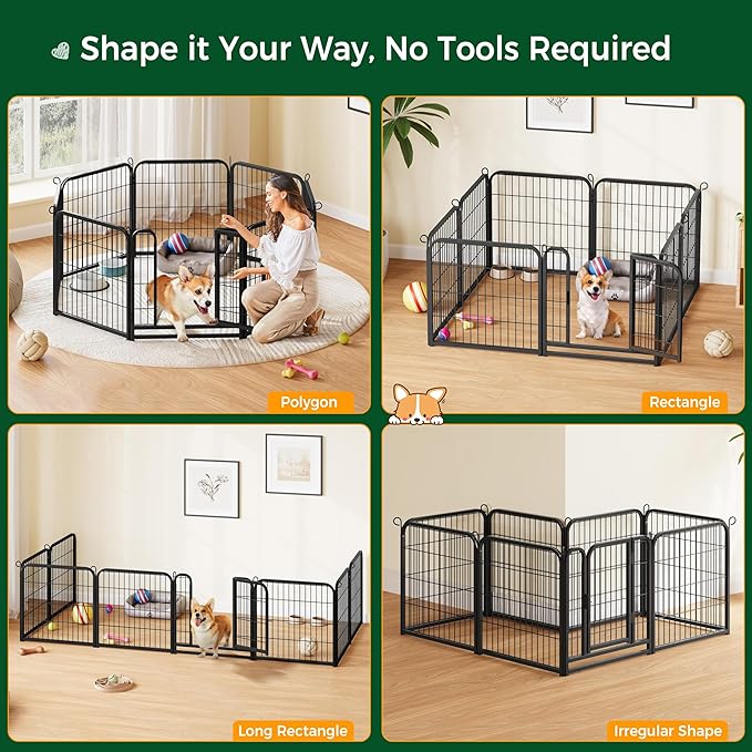Yaheetech Dog Playpen Outdoor, 24 inch 24 Panels Heavy Duty Puppy Exercise Pen Metal Pet Fence for RV Camping/Yard/Garden, Black