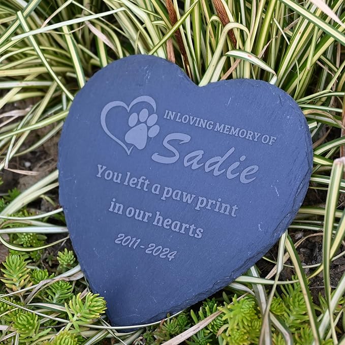 Personalized Loss of Dog Gift, Dog Cat Memorial Stone 4", in Loving Memory Pet Memorial Garden Stone,Custom Heart Shape Headstone Sympathy Gift
