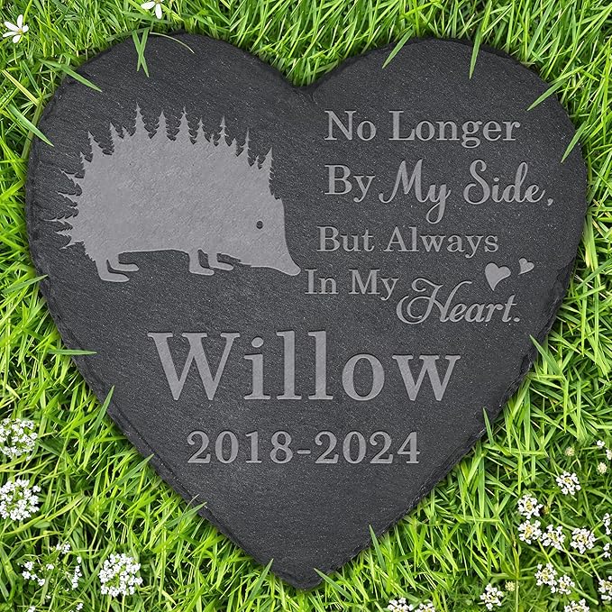 Hedgehog Memorial Stone Hedgehog Headstone - Memorial for Hedgehog - Loss of Hedgehog - Hedgehog Keepsake - Pet Remembrance Hedgehog - in Memory of Hedgehog (Heart-Shaped)