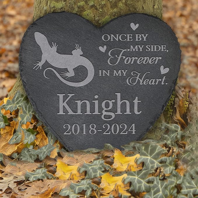 Personalized Pet Memorial, Lizard Memorial Stone, Lizard Tombstone, Lizard Grave Marker, Lizard Memorial Gifts, Lizard Loss - Heart-Shaped