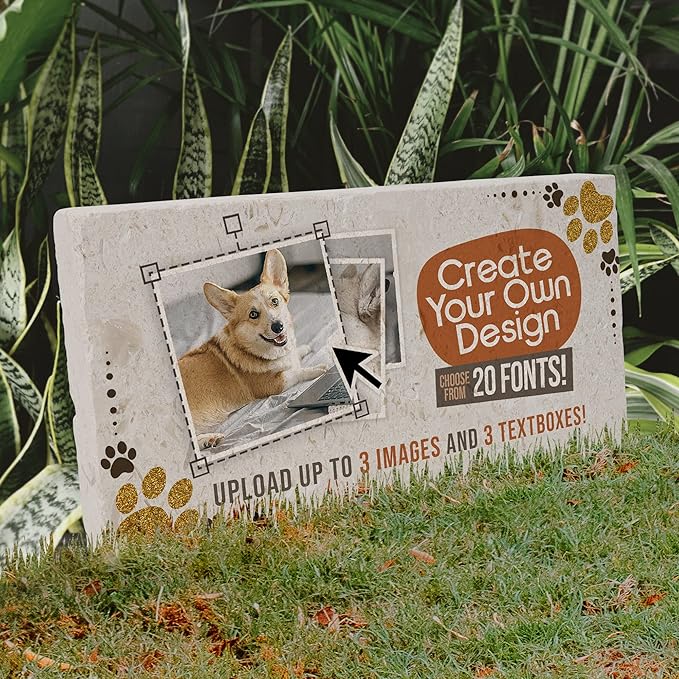 Personalized Pet Memorial Stones, 6x12 Create Your Own Pet Grave Markers as Keepsake or Pet Remembrance, Pet Loss Gifts for Bereaved Pet Owners, DIY Personalized Pet Memorial Limestone (Design 9)