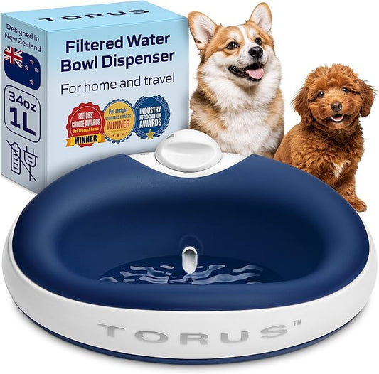 Mini Filtered Portable Automatic Pet Water Dispenser for Small Dogs and Cats [Upgraded 2026], 1L / 34oz, No Spill, Noise-Free Dog Water Bowl Dispenser, No Power Required