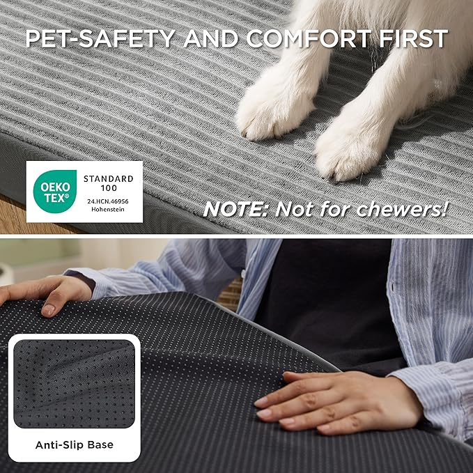 Bedsure ComfyFleece Dog Bed Medium Size Dog - Orthopedic Pet Beds with Removable Washable Cover, NOT Waterproof Egg Crate Foam Puppy Mat, Suitable for Pet Up to 35 lbs, 29"x18"x2.8", NOT for Chewers