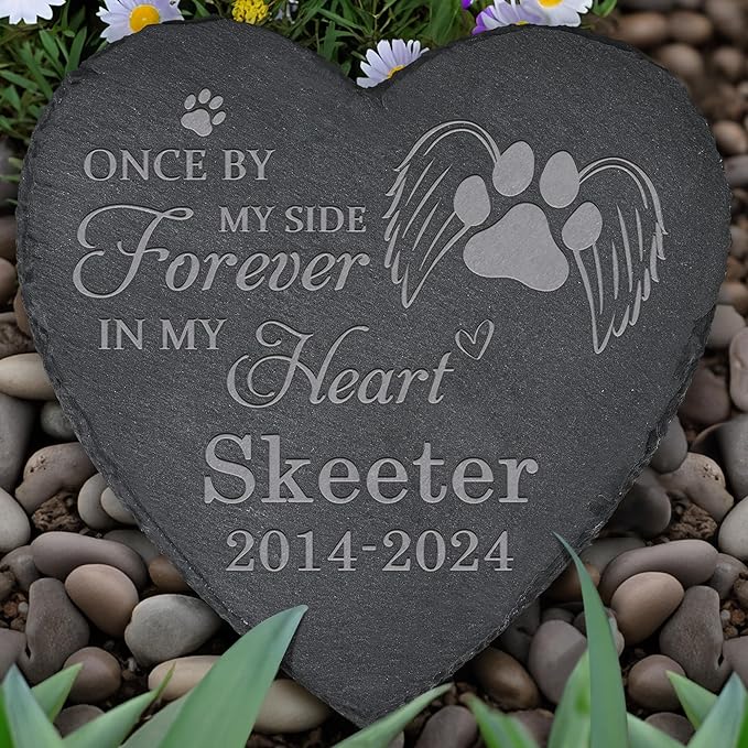 Pet Memorial Gifts, Pet Memorial Stone, Dog Memorial Gifts for Loss of Dog, Pet Remembrance Gift, In Memory of Dog Cat, Loss of Pet Sympathy Gift, Pet Loss Gifts - In My Heart Forever(Heart-shaped)
