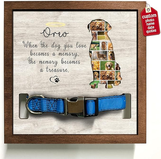 Personalized Dog Collars Pet Loss Gifts Dog Pet Sympathy Gifts Personalized Dogs Grieving Picture Frame Pet Remembrance Photo Frame For Cats or Dogs That Passed Bereavement Gifts Idea Tabletop