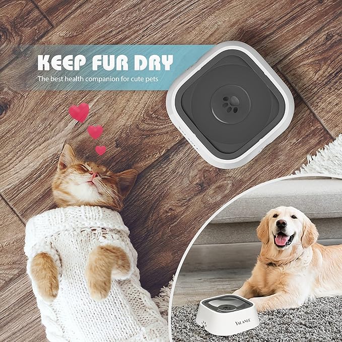 1L Dog Water Bowl No Spill, 35oz Spill Proof Dog Water Bowl Reduce Refill, Slow Drinking Pet Bowl Anti Splash No Mess for Vehicle/Outdoor/Indoor, White