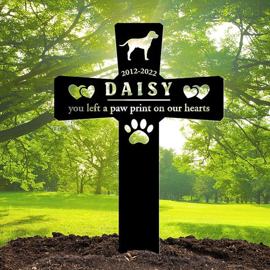 Personalized Pet Grave Markers Dog, Pet Headstones for Dogs for Lost Dog Sympathy Gift, Waterproof Dog Grave Markers Outdoor, Dog Tombstones for Graves Outdoor, Garden Dog Cross for Grave
