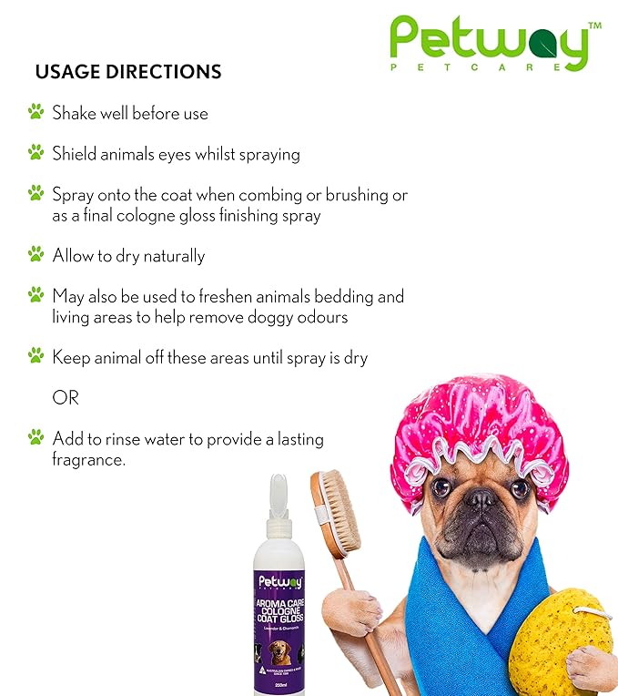 Petway Petcare Dog Cologne Spray For Dogs and Puppies, Long Lasting, Lavender & Chamomile Aroma Care Coat Gloss Deodorizing and Grooming Spray, Natural Cologne For Grooming Our Pets, 250 ml