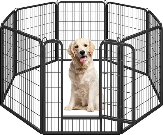 Yaheetech Wide Panel Dog Playpen, 8 Panels 40 inch High Pet Pen with Gate, Portable Indoor Outdoor Fence for Medium/Large Breed Dogs