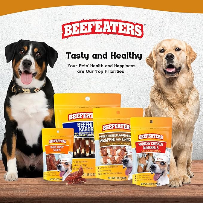 Beefeaters Peanut Butter Dog Biscuits with Real Chicken 2.39oz (12-Pack) - Oven-Baked, High-Protein, Low-Fat Treats for Small, Medium & Large Dogs – Ideal for Training, Dental Benefits