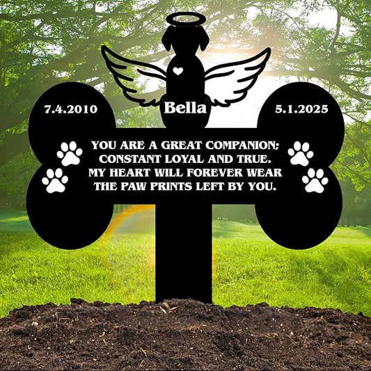 Custom Pet Cross Grave Markers Dog Outdoor | Memorial Burial Markers for Your Furry Friend | Cemetery Grave Pet Headstones for Dogs | Custom with Photo Resting Place Sign for Paw Companions