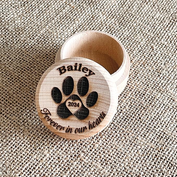 Personalized Memorial Keepsake Box for Pet Ashes and Fur, Custom Name and Date - Pet Paw Engraving Dog Cat Hair Ashes Container Memorial Urn Pet Loss Sympathy Gifts for Pet Lovers Friends