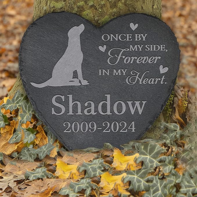 Personalized Pet Memorial, Dog Memorial Stone, Memorial Gifts for Dog, Dog Tombstone, Dog Grave Marker, Dog Loss - Heart-Shaped