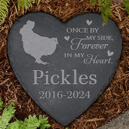 Personalized Pet Memorial, Chicken Memorial Stone, Chicken Tombstone, Chicken Grave Marker, Chicken Memorial Gifts, Chicken Loss - Heart-Shaped