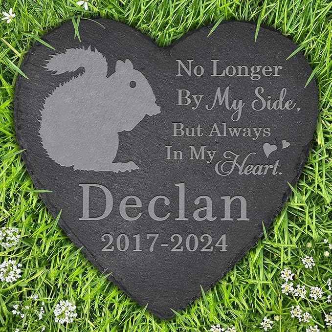 Squirrel Memorial Stone Squirrel Headstone - Memorial for Squirrel - Loss of Squirrel - Squirrel Keepsake - Pet Remembrance Squirrel - in Memory of Squirrel (Heart-Shaped)