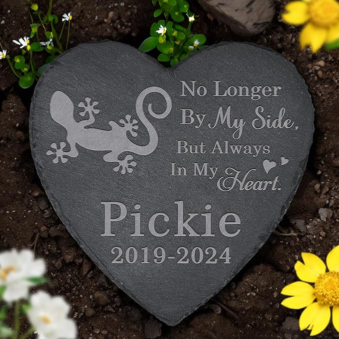 Lizard Memorial Stone Lizard Headstone - Memorial for Lizard - Loss of Lizard - Lizard Keepsake - Pet Remembrance Lizard - in Memory of Lizard (Heart-Shaped)