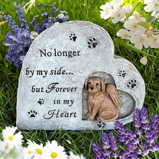 Dog Memorial Gifts for Loss of Dog, Pet Memorial Stone Sympathy Gift Outdoor Grave Marker Garden Stone Statue Dog Tombstone Comfort Gift