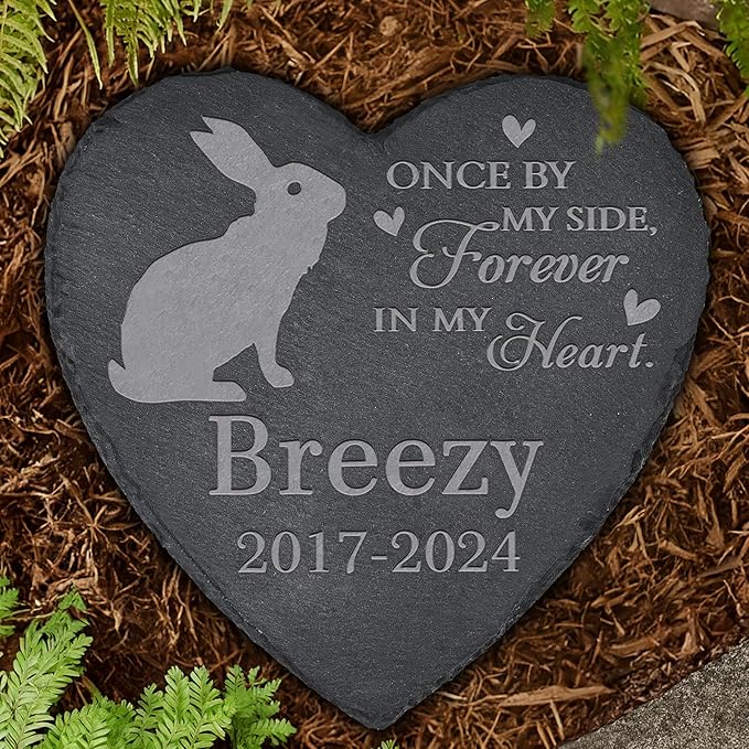 Personalized Pet Memorial, Rabbit Memorial Stone, Rabbit Tombstone, Rabbit Grave Marker, Rabbit Memorial Gifts, Rabbit Loss - Heart-Shaped