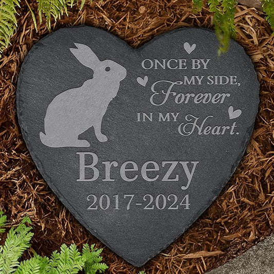 Personalized Pet Memorial, Rabbit Memorial Stone, Rabbit Tombstone, Rabbit Grave Marker, Rabbit Memorial Gifts, Rabbit Loss - Heart-Shaped