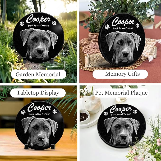 ADFSTONE Pet Memorial Stones Personalized Dog Remembrance Gifts, Customized Cat Picture Grieving Plaque, DIY Gravestone, Custom Sympathy Photo Gift, Animal Grave Markers