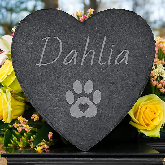 Pet Memorial Gifts, Pet Memorial Stone, Dog Memorial Gifts for Loss of Dog, Pet Remembrance Gift, in Memory of Dog Cat, Loss of Pet Sympathy Gift, Pet Loss Gifts - Paw Print(Heart-Shaped)