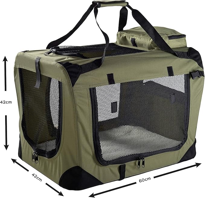MOOL Lightweight Fabric Pet Carrier for Cats, Dogs and More with Fleece Mat and Food Bag, Green