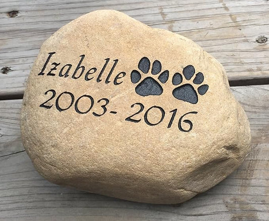 Upstate Stone Works Personalized Dog Pet Memorial River Stone | Custom Engraved Natural Stone | Outdoor Garden or Grave Marker | 8–10” Natural River Rock