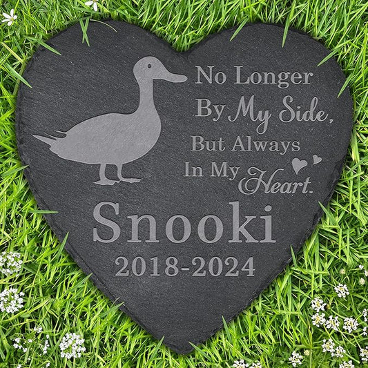 Duck Memorial Stone Duck Headstone - Memorial for Duck - Loss of Duck - Duck Keepsake - Pet Remembrance Duck - in Memory of Duck (Heart-Shaped)