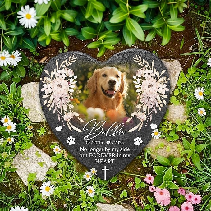 Personalized Dog Memorial Stone for Dog Memories | Pet Memorials for Dogs with Photo | Beloved Pet Memorial Stones for Dogs Personalized Gifts Pets | Custom Plaque Stone for Furry Friend Loss