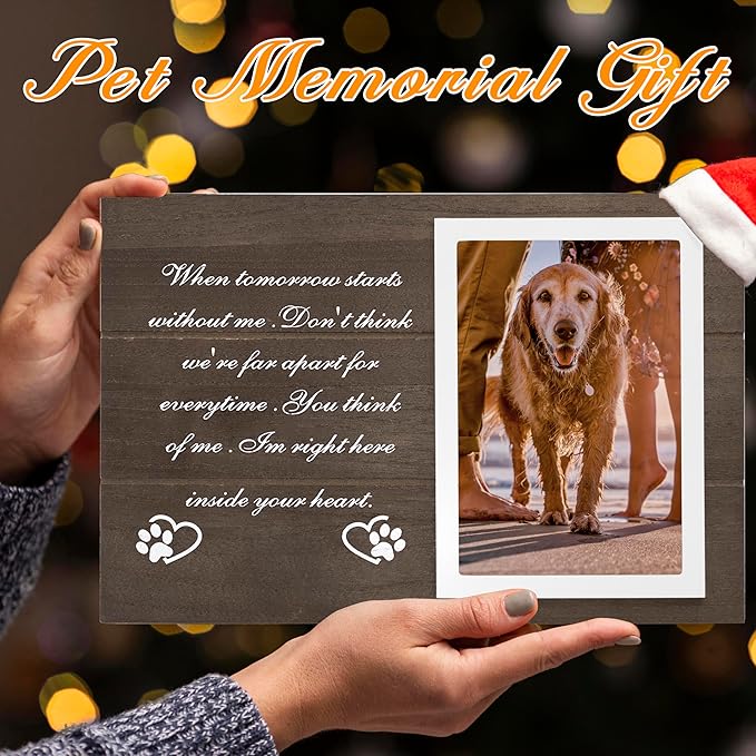 Pet Memorial Gifts for Loss of Dogs, Wooden Picture Frame for 4x6 Photo, Pets Memorial Sympathy Gifts for Dogs Cats, DIY Pet Loss Gift for Dog Lovers, Dog Funeral Remembrance Frames, Dark Brown