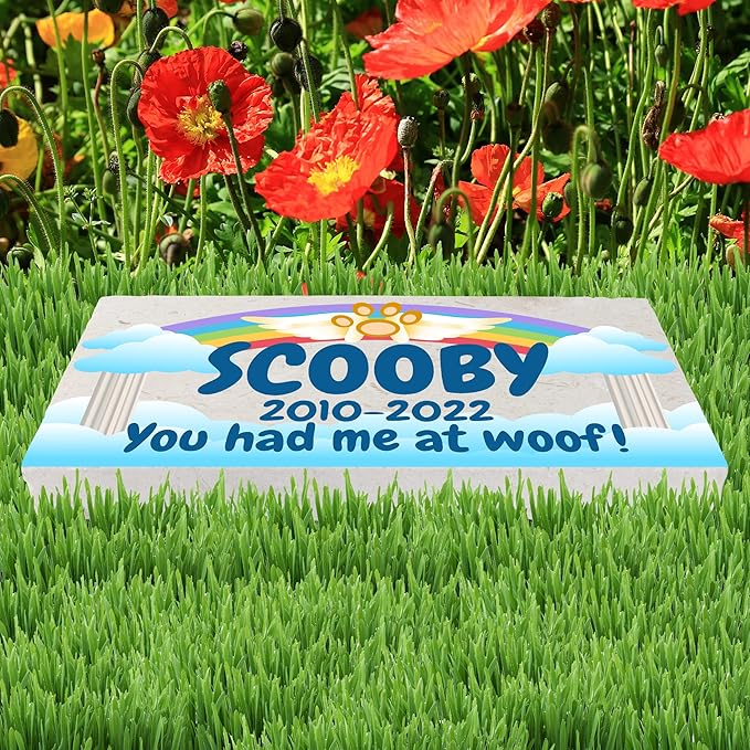 Personalized Pet Memorial Stone, 6x12 Custom Limestone Pet Grave Markers as Keepsake or Pet Remembrance, Thoughtful Pet Loss Gifts for Bereaved Pet Owners, Personalized Memorial Gifts (Scooby)