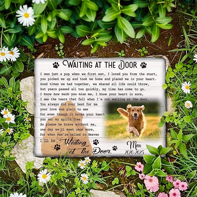 Dog Stones Memorial Personalized Pet Loss Gifts Dog Memorial | Best Thoughtful Gift for Pets Loss | Cat Memory Stone Outdoor with Photo | Pet Remembrance Stone for Furry Companion Passed Away