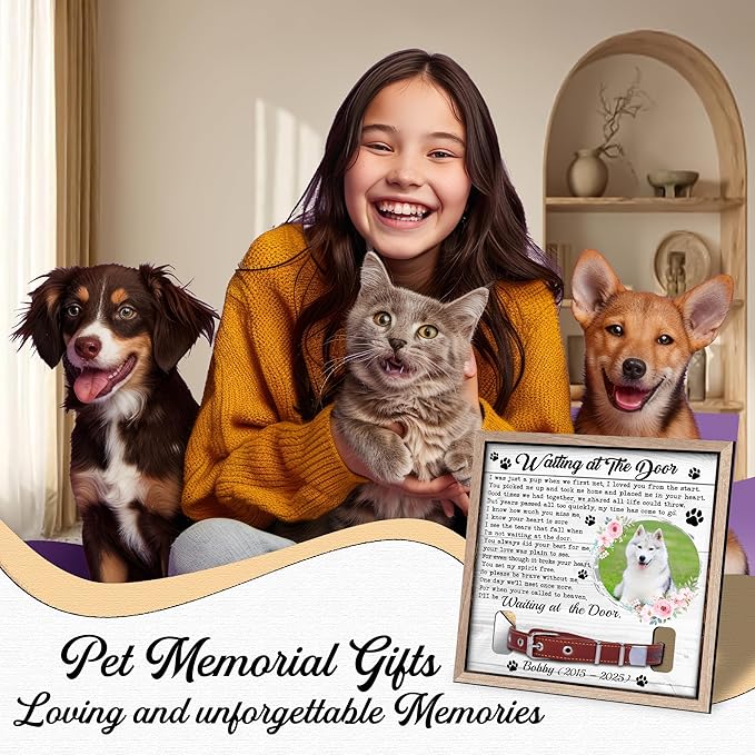 Dog Collar Picture Frame Memorial – Personalized Pet Loss Gift – Pet Memorial Frame with Collar Holder & Photo – Dog Memory Frame for Loss of Dog