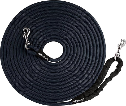 Tuff Pupper Heavy Duty 30 Foot Long Rope Leash for Dogs | Dog Recall Training Leash | High Visibility Strong Climbing Rope Leashes | Hand or Waist Worn | Stainless Steel 360° Clips for Tangle Free Use