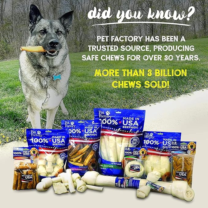Pet Factory 100% Made in USA Beefhide 7" Braided Sticks Dog Chew Treats - Beef & Chicken Flavor, 6 Count/1 Pack