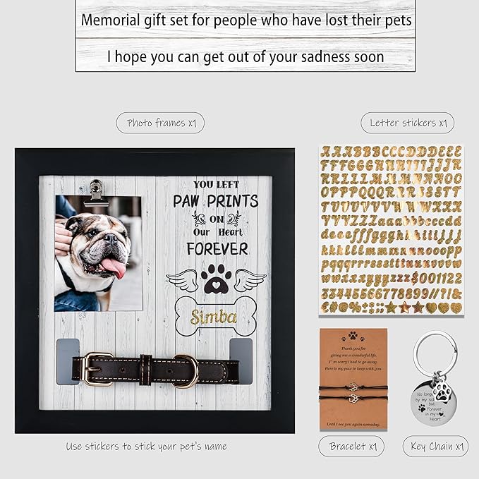 Classic Dog Memorial Collage Picture Frame with Collar Holder, White